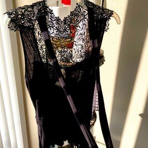 Gracie Black Lace Top with Tied Back